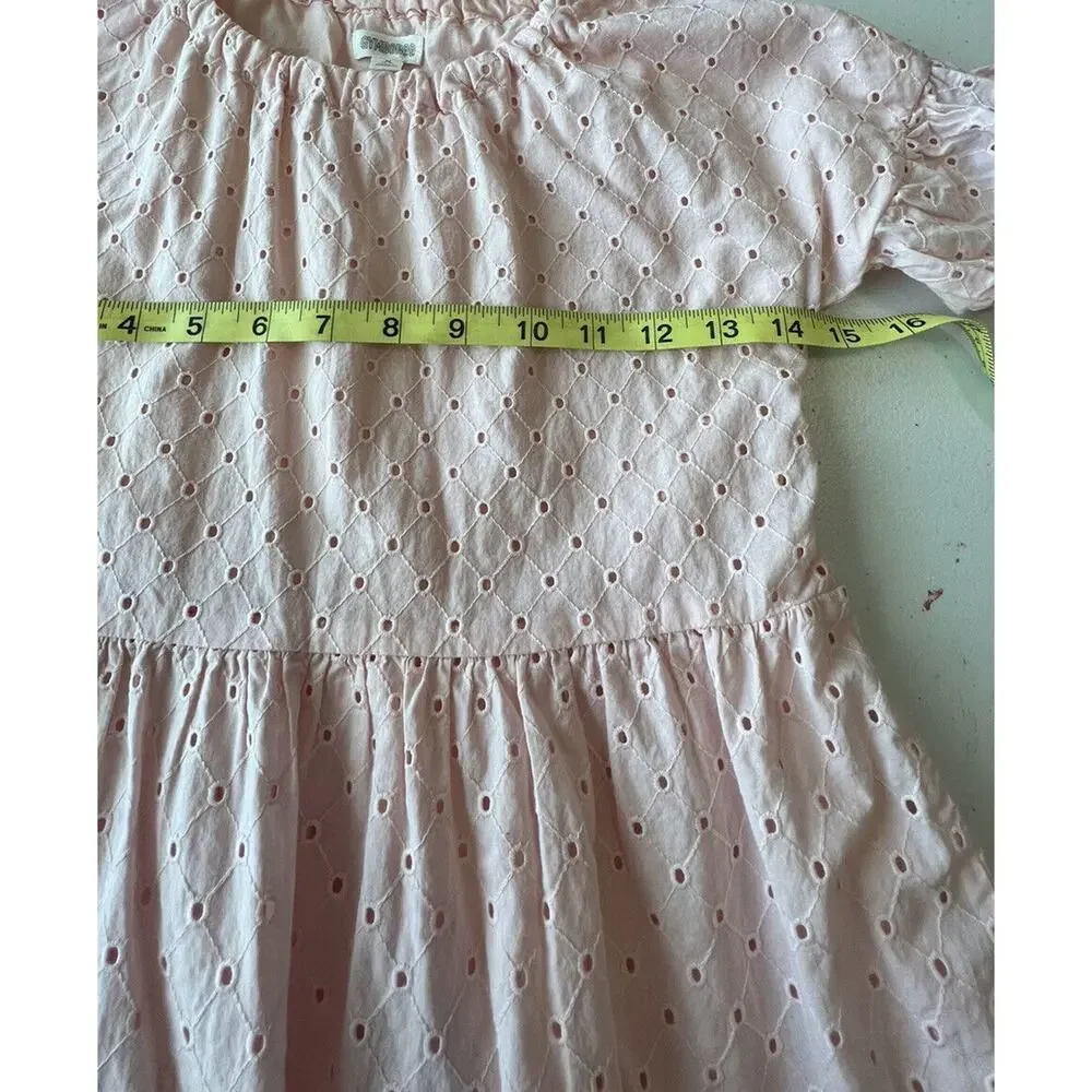 Gymboree Casual Dressy Eyelet Pink Dress Fully Lined Ruffle Dress Girls M 7/8